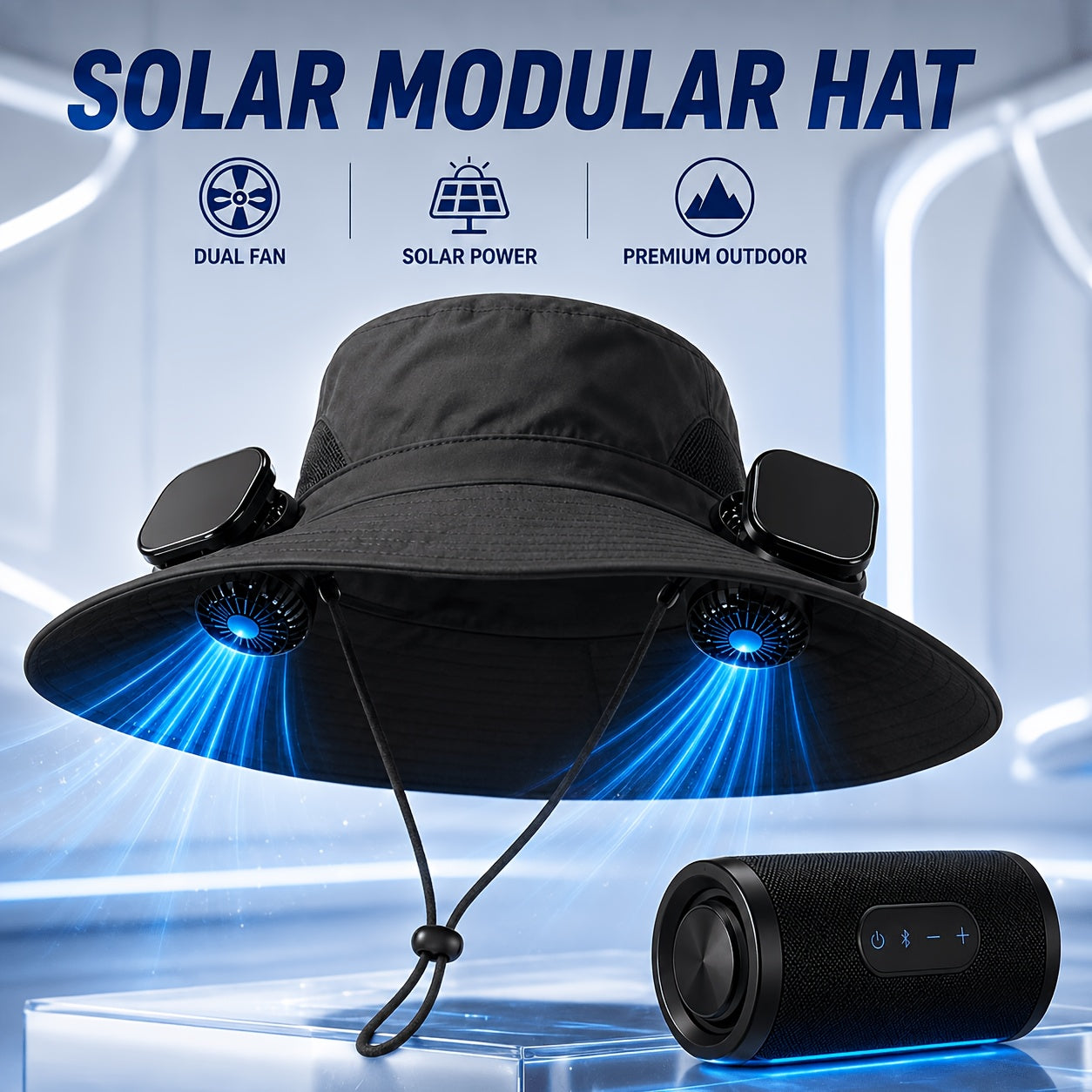 Fan Hat for Men And Women, Solar Wide Brim Sun Hat with Dual Cooling Fans, Adjustable Airflow Outdoor Hat for Summer Travel, Gardening, Hiking, Camping And Yard Work