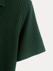 3pcs Set of Summer Casual Sporty Jacquard Knit Short-Sleeve Polo Shirts, 3pcs Jacquard Texture Short-Sleeve Polo Tops