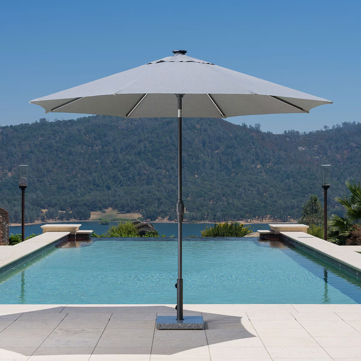 Sunvilla 10Ft (3M) Solar LED round Market Umbrella in Grey