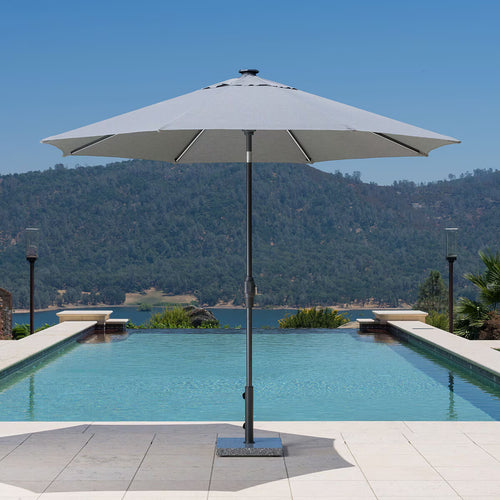 Sunvilla 10Ft (3M) Solar LED round Market Umbrella in Grey