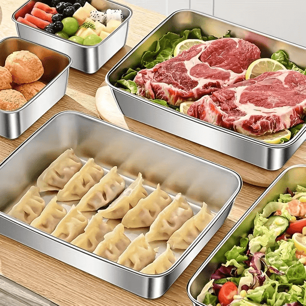 6/3pcs Stainless Steel Food Storage Containers Leak-Proof Stackable Space-Saving Airtight Lid for Freshness Ideal for Meal Prep Fruits Meats Veggies Leftovers Fridge Freezer Pantry Easy Clean Reusable Containers Ideal for Home Commercial Kitchens