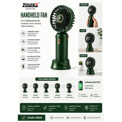 Rechargeable Handheld Fan Portable Mini USB Cooling Fan 5 Speed Silent Desktop Fan