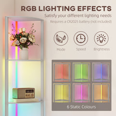 LED Floor Lamp with Shelves, 5-Tier Dimmable Standing Lamp with Adjustable Brightness and Foot Switch, Modern Corner Display Shelf Unit for Living Room Bedroom Office