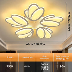 LED Ceiling Lighting and Remote Control, LED Ceiling Light, Dimmable Ceiling Light, Living Room Fan, Suitable for Bedroom Dining Room Office
