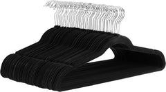 Amazon Basics Slim Velvet Non-Slip Suit Hangers - 30-Pack, Black/Silver