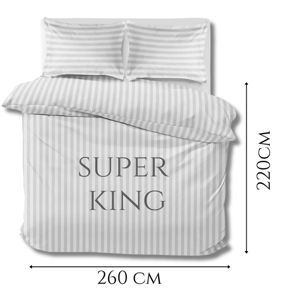 Luxurious Hotel Quality Egyptian Stripe Duvet/Quilt Cover Bedding Set with Pillowcases All Sizes Bedding Set - 3pcs Hypoallergenic Satin Stripes Microfiber Duvet Quilt Cover with Pillow Cases - Soft Comfortable, Durable Breathable & Anti-Wrinkle Duvet Cov