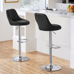 Costoffs Bar Stools Set of 2 Faux Leather Swivel Barstools, Height Adjustable, Modern Bar Chairs with Ergonomic Backrest, Cushioned Seat, Chrome Footrest for Home Kitchen Island Bar Counter, Dark Grey/Black/Retro Brown/White/Light Grey