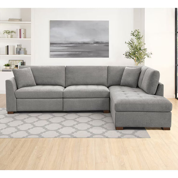 Thomasville Miles Grey Fabric Corner Sofa with Power Footrests, Right Hand Facing