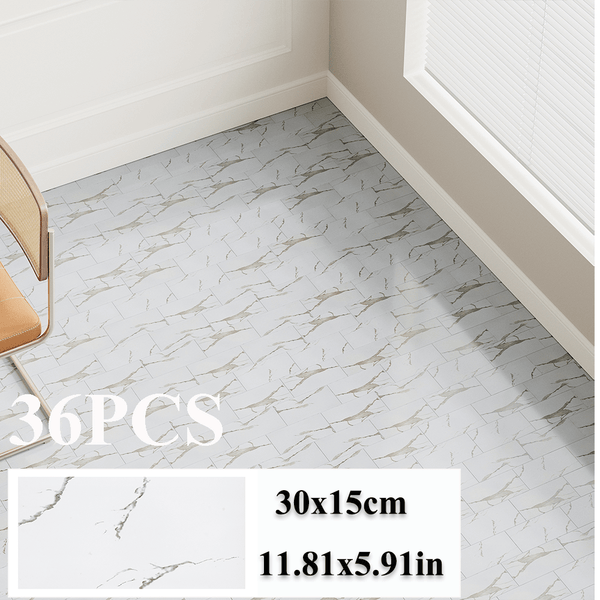 36-Pack High-Quality Self Adhesive Floor Tiles, 15x30cm Peel and Stick SPC Vinyl Planks for Kitchen, Bathroom, Bedroom & Living Room, Realistic Stone/ Wood Look Efffect Waterproof PVC Flooring, Easy DIY Installation