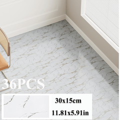 36-Pack High-Quality Self Adhesive Floor Tiles, 15x30cm Peel and Stick SPC Vinyl Planks for Kitchen, Bathroom, Bedroom & Living Room, Realistic Stone/ Wood Look Efffect Waterproof PVC Flooring, Easy DIY Installation