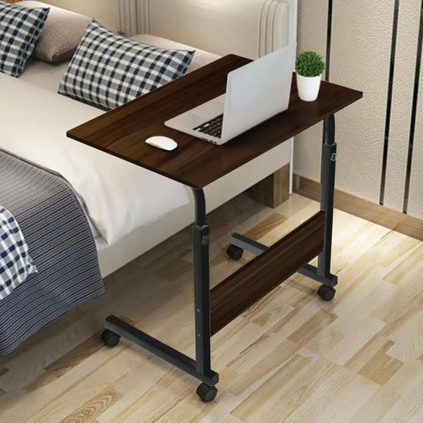 [Versatile Comfort] Adjustable Height Rolling Folding Desk Laptop Desk Folding Laptop Desk Wheels for Easy Mobility, Perfect for Bedroom, Living Room, Outdoor Office & Study Use, Bedroom Desk | Modern Aesthetic | Wood Fiberboard Desk