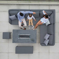 Harbour Lifestyle Luna Corner Patio Set with Rising Firepit Table (Right Hand) + Cover
