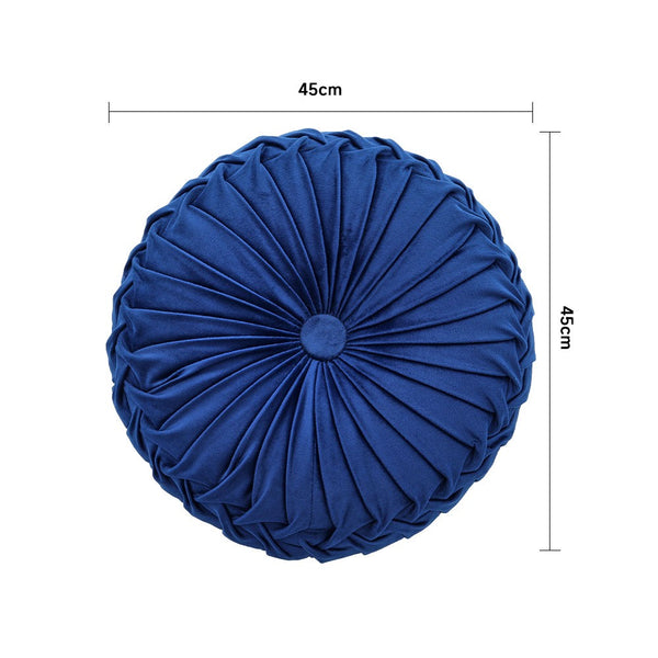 2/4pcs 45CM Large Round Pleated Throw Pillows with Filler 3D Pumpkin Waist Cushion for Living Room, Sofa, Bedroom - Soft Velvet Cover Bolster Decorative Seat Mat with Elegant Button Detail Home Office Decoration