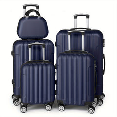 Lightweight Hardshell Spinner Luggage Set with Five Pieces in Various Sizes (12, 16, 20, 24, And 28 Inches) - Features a Carry-On, Made from Durable ABS, Budget-Friendly for Family Trips, Suitable for Both Men And Women