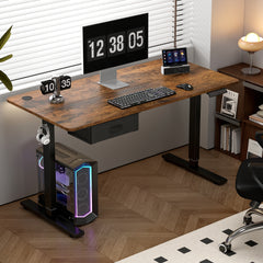 Electric Standing Desk, Sit Stand Table, Height Adjustable Electric Standing Computer Desk with USB Charging Port and Desk Drawer for Home Office