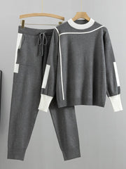 New Casual Checkered Sweater Set for Women - Trendy Style, Ideal for Spring, Autumn, And Winter