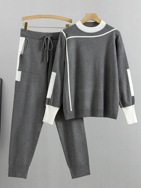 New Casual Checkered Sweater Set for Women - Trendy Style, Ideal for Spring, Autumn, And Winter