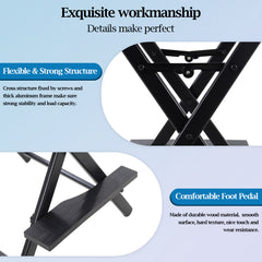 114cm Tall Folding Directors Chair with Footrest and Backrest, Portable Makeup Artist Bar Height, Sturdy Metal Frame 300 lbs Capacity, Ideal for Make-up, Filming and Outdoor Camping, Black