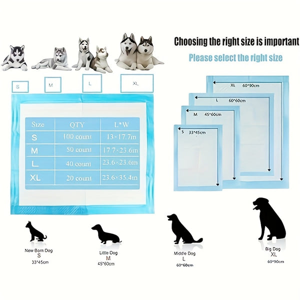 10/50/100pcs Super Absorbent Dog Diaper Mats, Leak-Proof, Quick-Dry Thick Deodorant Puppy Urine Pads Dog Toilet Mats For Potty Training Made of Polyester Fiber