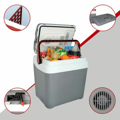 Koolatron 12V Electric Cooler 24L, Cool/Warm Box with Adjustable Strap in Grey