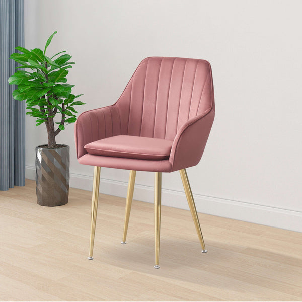 MOF Velvet Dining Chairs Kitchen Chairs Living Room Chairs with Sturdy Metal Legs Reception Chairs with Backrest and Padded Seat