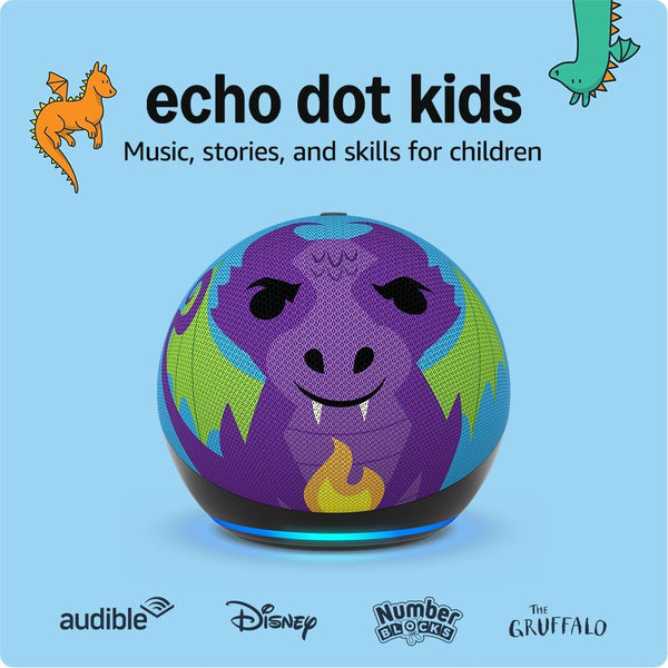 Echo Dot Kids (Newest Gen) | Wi-Fi and Bluetooth Smart Speaker with Alexa | with 1 Year of Amazon Kids+ Content | Stardust
