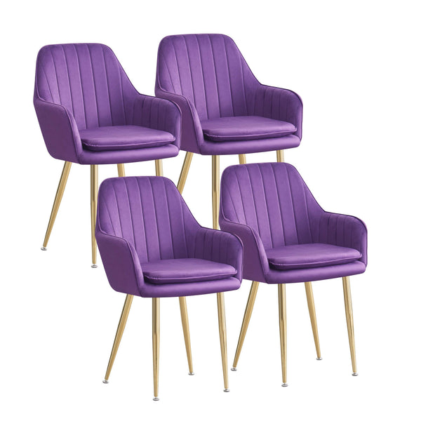 MOF Velvet Dining Chairs Kitchen Chairs Living Room Chairs with Sturdy Metal Legs Reception Chairs with Backrest and Padded Seat