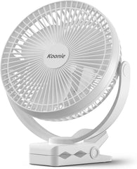 Koonie 10000Mah Clip on Fan, 8 Inch Portable Fans, Rechargeable USB Fan, 360° Rotate & 4 Speeds, Strong Airflow, Sturdy Clamp for Office Desk Golf Car Outdoor Travel Camping Tent Gym Treadmill