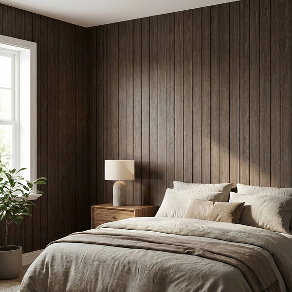 1pc 3D Imitation Wood Grain Grille Wall Panels, 300*40cm, Self-adhesive Vertical Stripe Wall Stickers, Peel and Stick, TV Background Decoration Stickers for Bedroom and Living Room, Kitchen and Bathroom Wall Renovation Stickers, Ideal for Renovating Livin