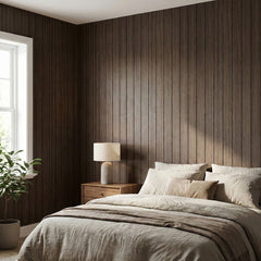 1pc 3D Imitation Wood Grain Grille Wall Panels, 300*40cm, Self-adhesive Vertical Stripe Wall Stickers, Peel and Stick, TV Background Decoration Stickers for Bedroom and Living Room, Kitchen and Bathroom Wall Renovation Stickers, Ideal for Renovating Livin