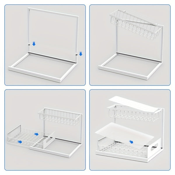 Pull-Out Organizer Rack, Multi-Functional Double-Layer Sundries Storage Rack, Large Capacity Sliding Storage Rack, Suitable for Kitchen And Bathroom, Home Organize And Storage, Home Additions