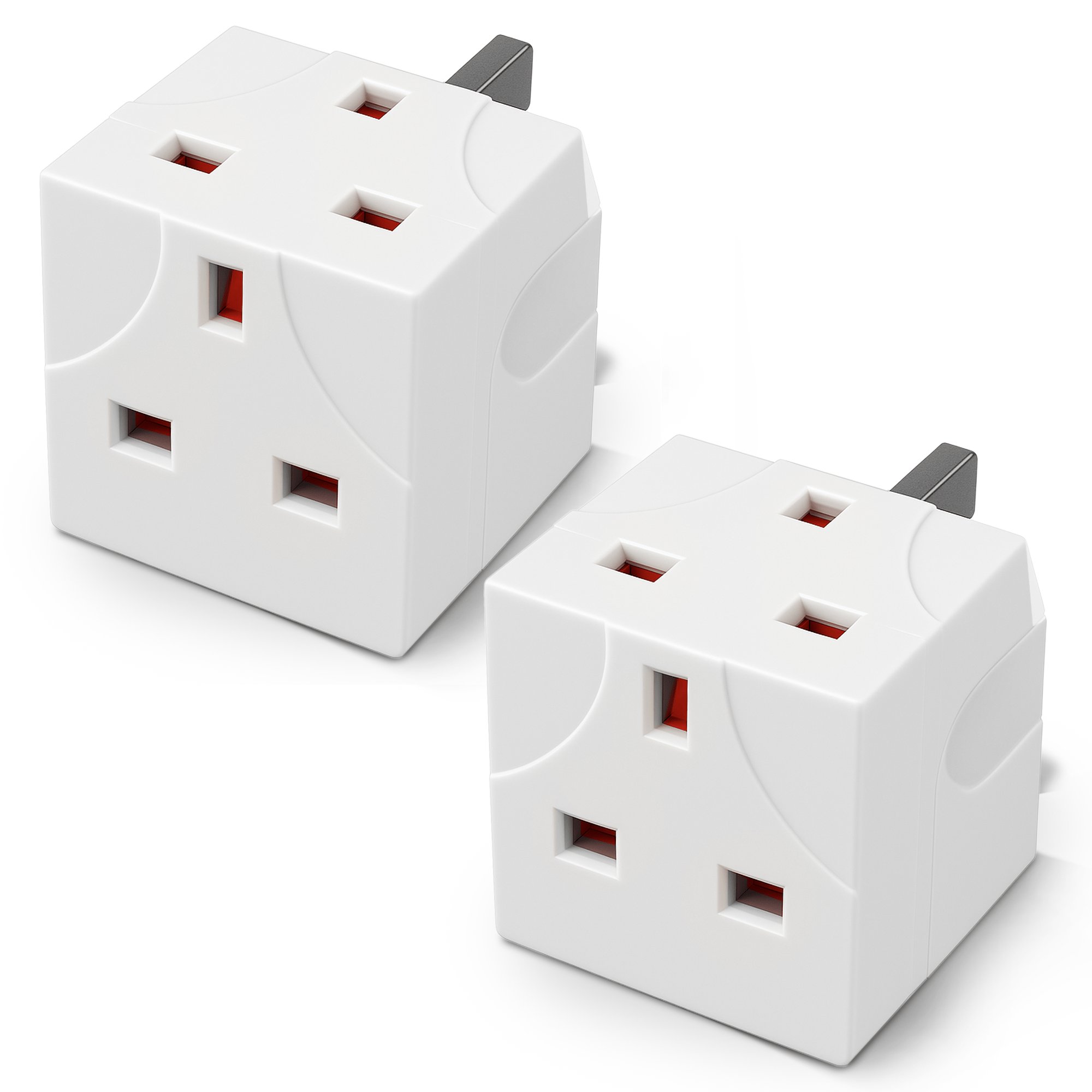 Desiretech 2 Way Adaptor - UK Double Plug Adapter with 13A Fuse – Compact Multi Plug Socket for Home & Office – Dual Extension Plug for Appliances, TV, PC, Kitchen & Lighting – White