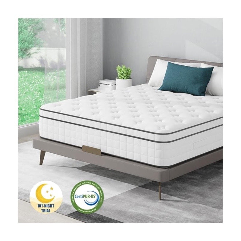 Lazzo Rocco 1st Generation 5FT White Mattress – 10.6 Inch Innerspring Hybrid with Pocket Spring & Breathable Foam, Medium Plush for Cool Comfort Sleep twin size mattress memory