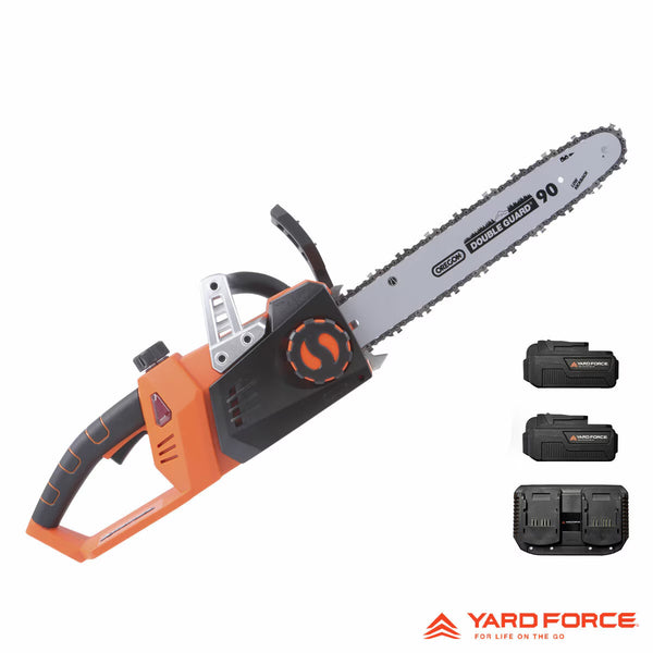 Yard Force 40V 35Cm Chainsaw + 2 X 4Ah 20V Batteries & Dual Charger