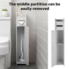 White Free Standing Toilet Paper Roll Holder Wooden Bathroom Storage Cabinet UK