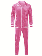 Men'S Velour Tracksuit Sweatsuit Set Jogging Suits Full Zip Casual Jackets Pants 2pcs Outfit Athletic Workout