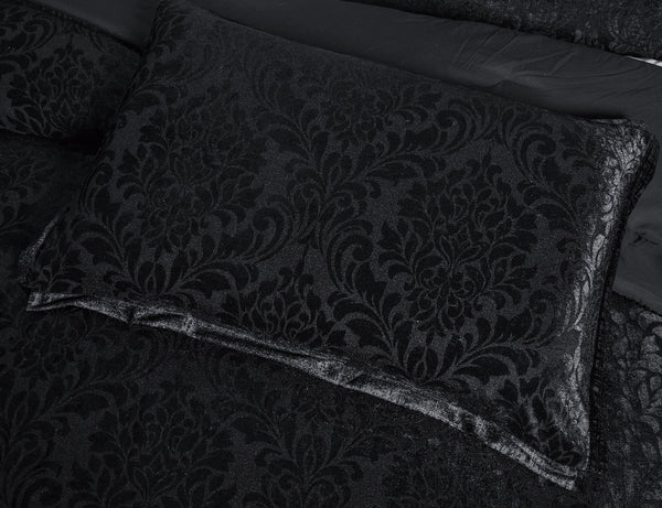 3 Piece Velvet Quilted Bedspread Set Jacquard Damask Bed Cover with Pillow Shams | Luxury Soft Polyester Bedspread for Double King Super King Beds | Modern Elegant Bedroom Bedding Set