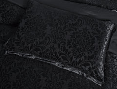 3 Piece Velvet Quilted Bedspread Set Jacquard Damask Bed Cover with Pillow Shams | Luxury Soft Polyester Bedspread for Double King Super King Beds | Modern Elegant Bedroom Bedding Set