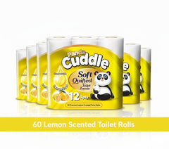 Panda Cuddle 120 toilet rolls 60 Unscented 60 lemon scented Premium Quilted Toilet Paper – 3-Ply Soft Unscented Rolls'