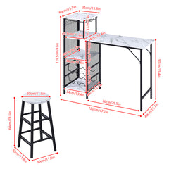 3pcs Bar Table and Stools Set, Kitchen Breakfast Bar Table and Chairs Set 2 with Cup Holder and Wine Rack, Bar Table Sets Furniture for Kitchen, Dining Room, Pub, Cafe
