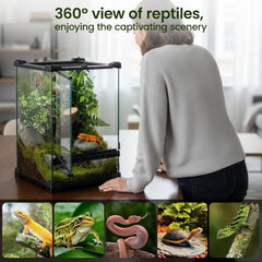 Glass Reptile Terrarium Insect Breeding Tank Vivarium Habitats for Lizards, Horned Frogs, Snakes, Spiders Reptile Glass Terrarium Tank Amphibians Box (Horizontal)