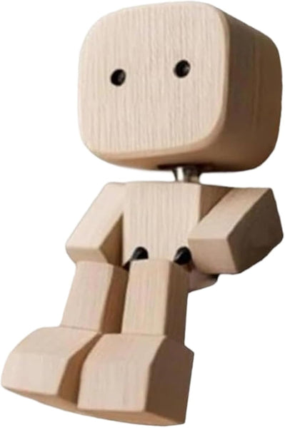 Shaking Wooden Man Figurine, Charming Little Wooden Figure That Sways, Handmade Shaking Feet Little Man, Funny Interior Car Ornaments for Car Dashboard