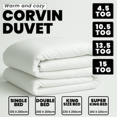Rohi Anti-Allergy All Season Duvets | Fluffy & Breathable Hollowfibre Filled Duvets | Corvin Cover | 4.5 TOG | 10.5 TOG | 13.5 TOG | 15 TOG