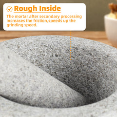 Mortar and Pestle Set, 14 cm Diameter Large Capacity Hard Granite Mortar, Premium Solid Granite Stone (1410cm, Single Pestle)