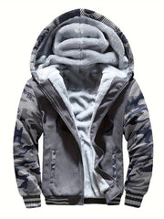 Men'S Cozy Fleece Hoodie, Stylish Color-Blocked Jacket for Autumn And Winter