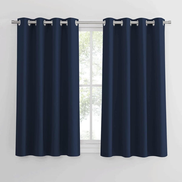 PONY DANCE Grey Blackout Thermal Insulated Curtains for Bedroom, 46 X 54 Inch Short Eyelet Curtains & Drapes, Soft Black Out 2 Panels for Window Living Room/Kitchen