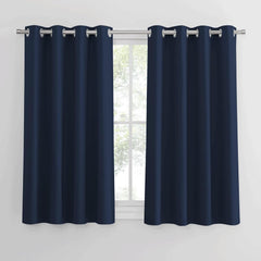 PONY DANCE Grey Blackout Thermal Insulated Curtains for Bedroom, 46 X 54 Inch Short Eyelet Curtains & Drapes, Soft Black Out 2 Panels for Window Living Room/Kitchen