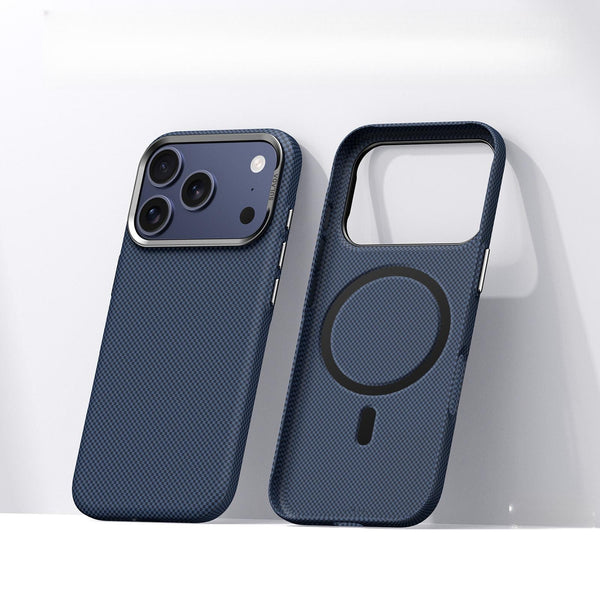 Phone Case: New Magnetic Ultra-thin Kevlar Phone Case Compatible with iPhone 17 Pro Max Fine Grid Pattern Anti-drop Lens Protection Protective Cover