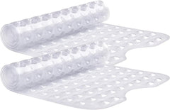 MOONLIGHT20015 Shower Bath Mat Non Slip anti Mould & Mildew with Strong Suction Cups Grip and Drain Holes Soft Rubber Shower Mats - PVC Bathroom Mat Machine Washable (70X38Cm, White)