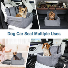 Dog And Cat Booster Car Seat with 3-Strap Safety System | Plush Memory Foam Bed And Removable Washable Cover | Non-Slip Base for Car Travel, Road Trips, And Outdoor Adventures